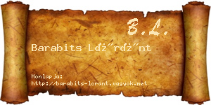 Barabits Lóránt névjegykártya